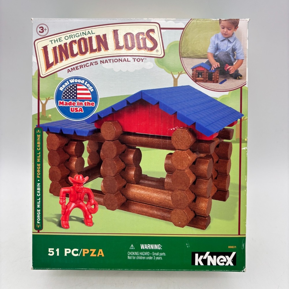 The Original Lincoln Logs Forge Mill Cabin COMPLETE Knex 2016 Building Toy